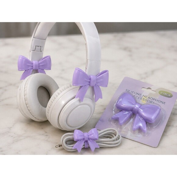 Unbranded Other - 2 Pack Purple Bow Headphone Accessories Silicone Clip Charms Universal Coquette